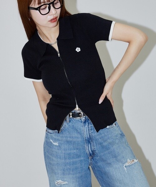 MARY QUANT / 2Way Zip-up Polo Knit