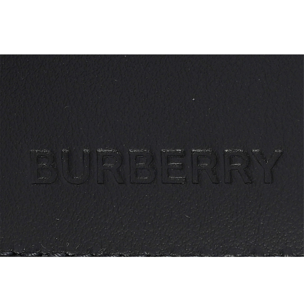 【BURBERRY】經典格紋帆布對開零錢袋短夾(炭灰色) 8100529 A1208