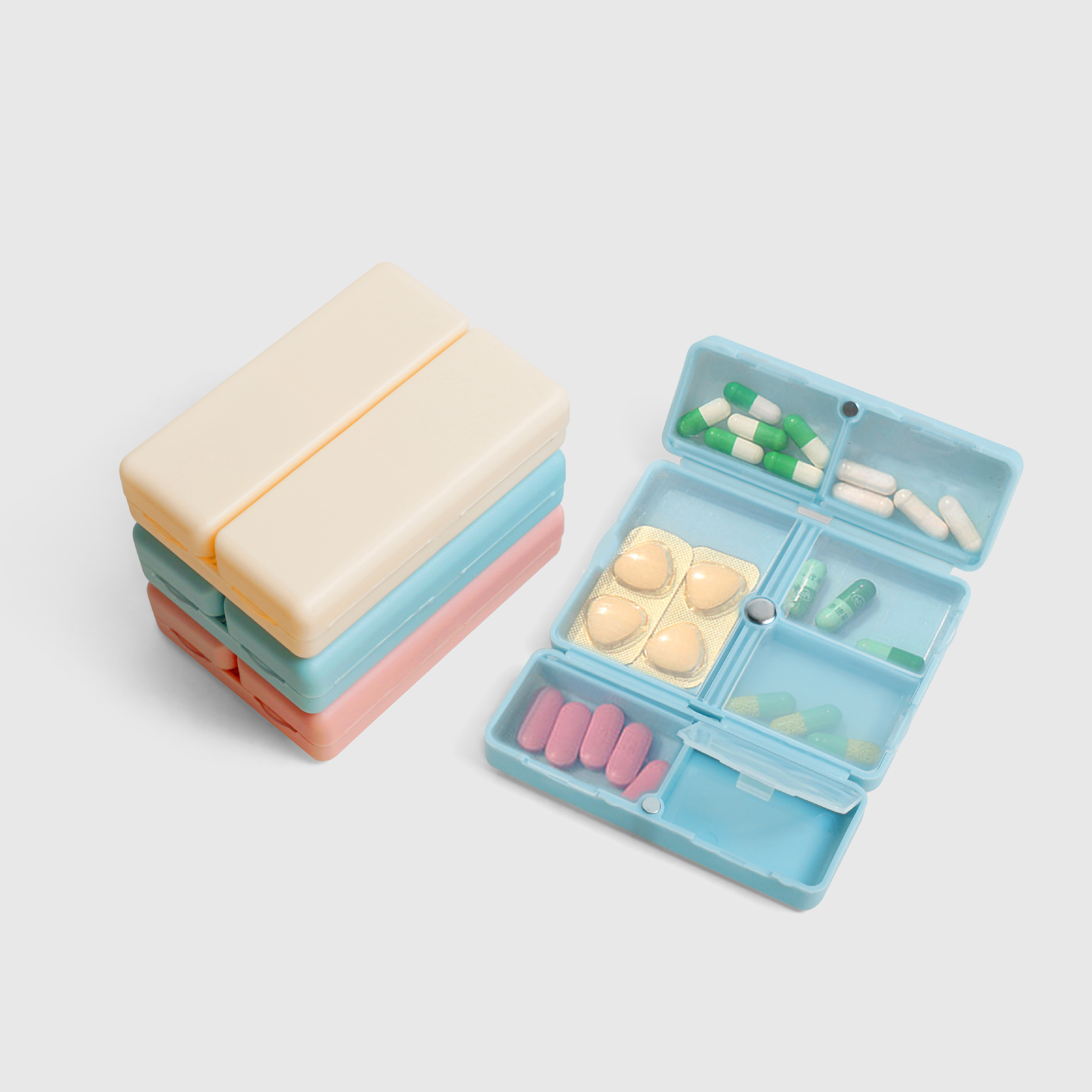 居家小物｜磁吸折疊7格藥盒