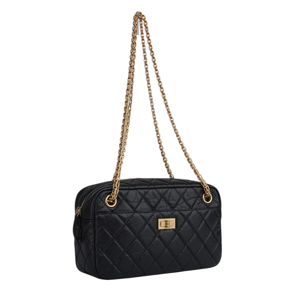 【CHANEL】金釦小牛皮 2.55 相機肩背/斜背二用包