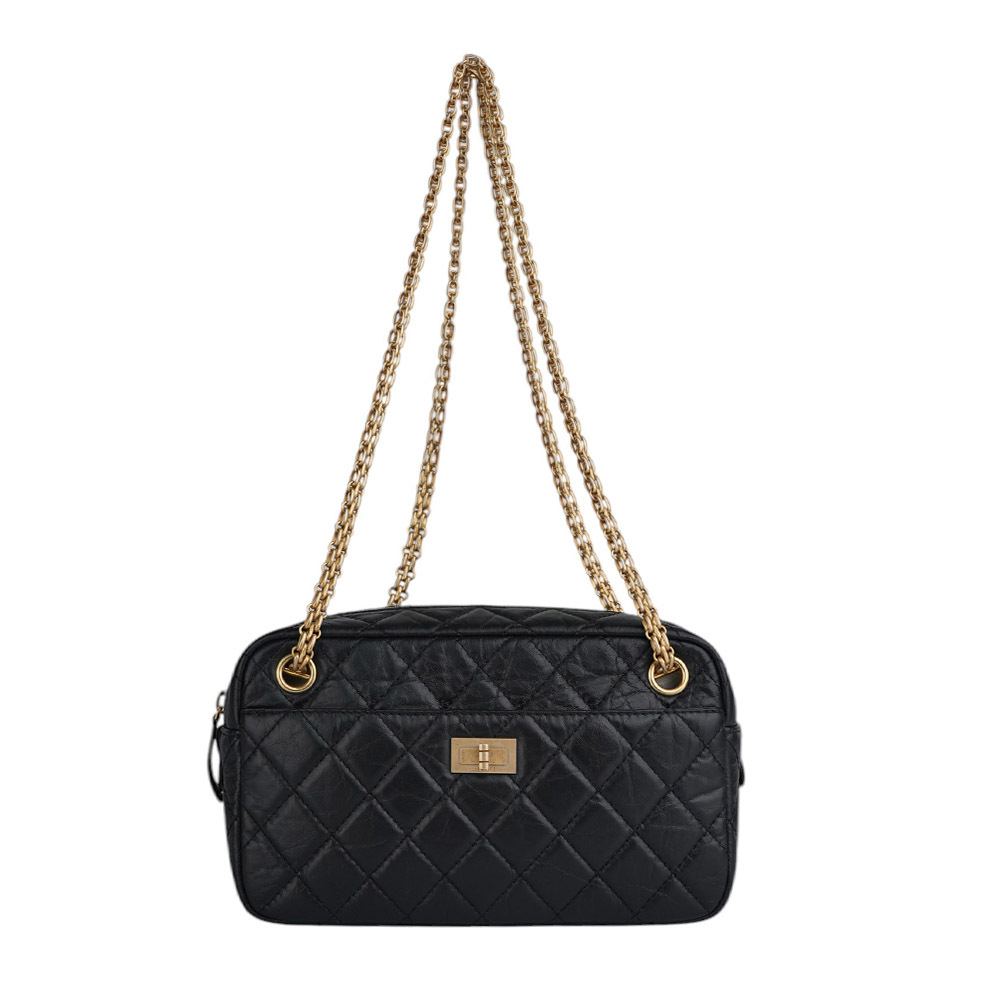 【CHANEL】金釦小牛皮 2.55 相機肩背/斜背二用包