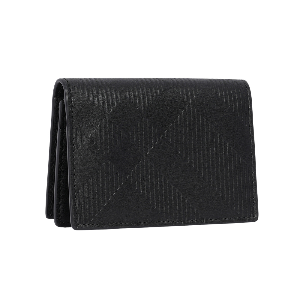 【BURBERRY】經典格紋浮雕小牛皮二折名片夾/卡片夾