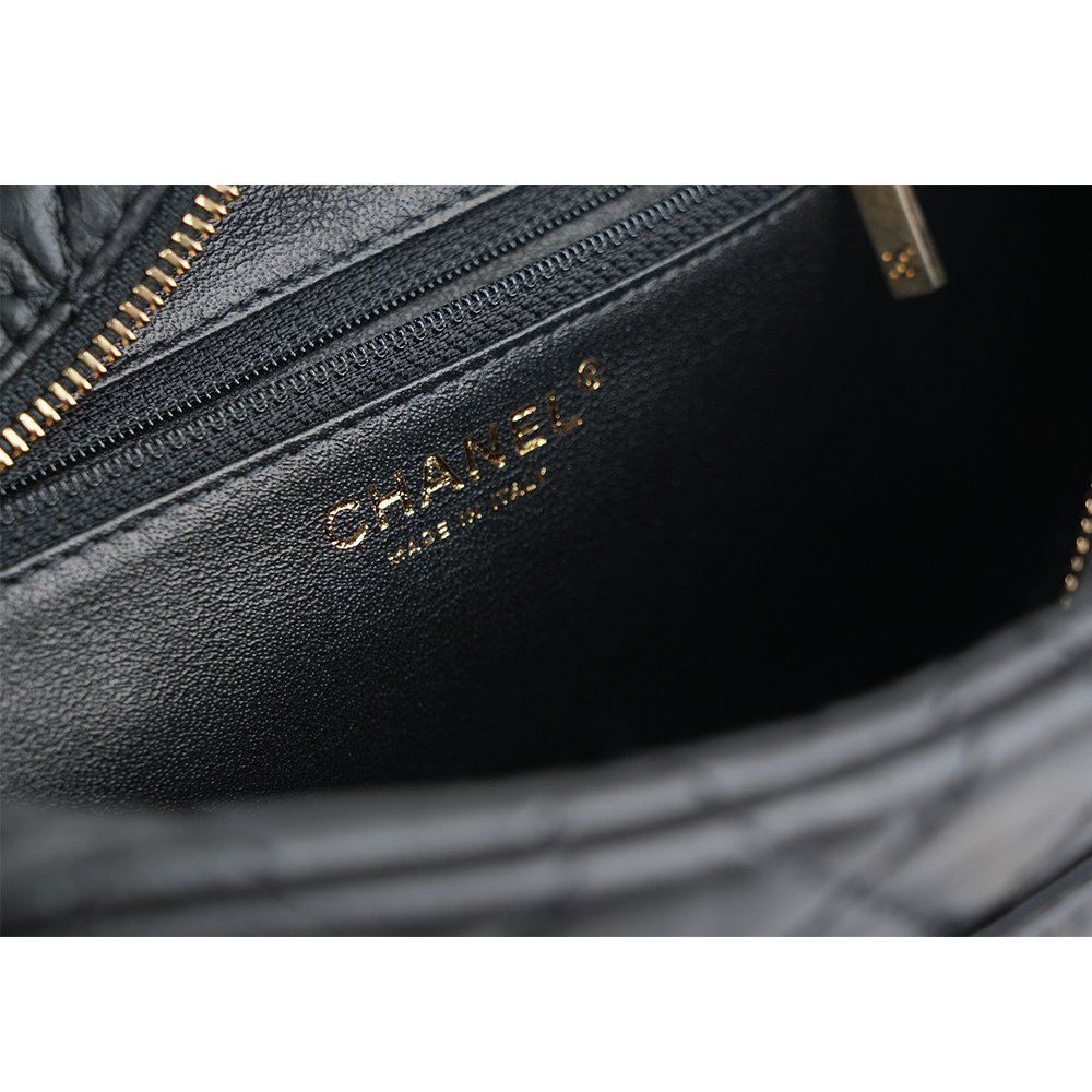 【CHANEL 】金釦小牛皮 2.55 相機肩背/斜背二用包(黑色)A65169 Y04634 94305