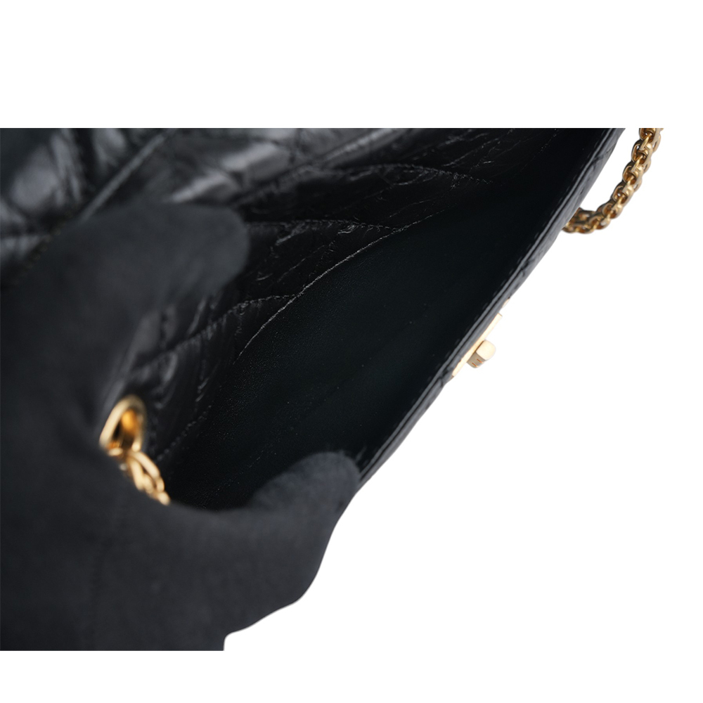 【CHANEL 】金釦小牛皮 2.55 相機肩背/斜背二用包(黑色)A65169 Y04634 94305