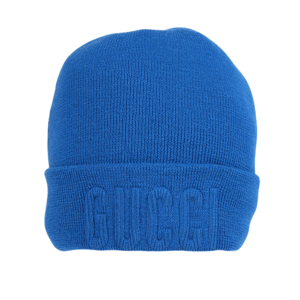 【GUCCI】刺繡Logo 羊毛毛帽 M