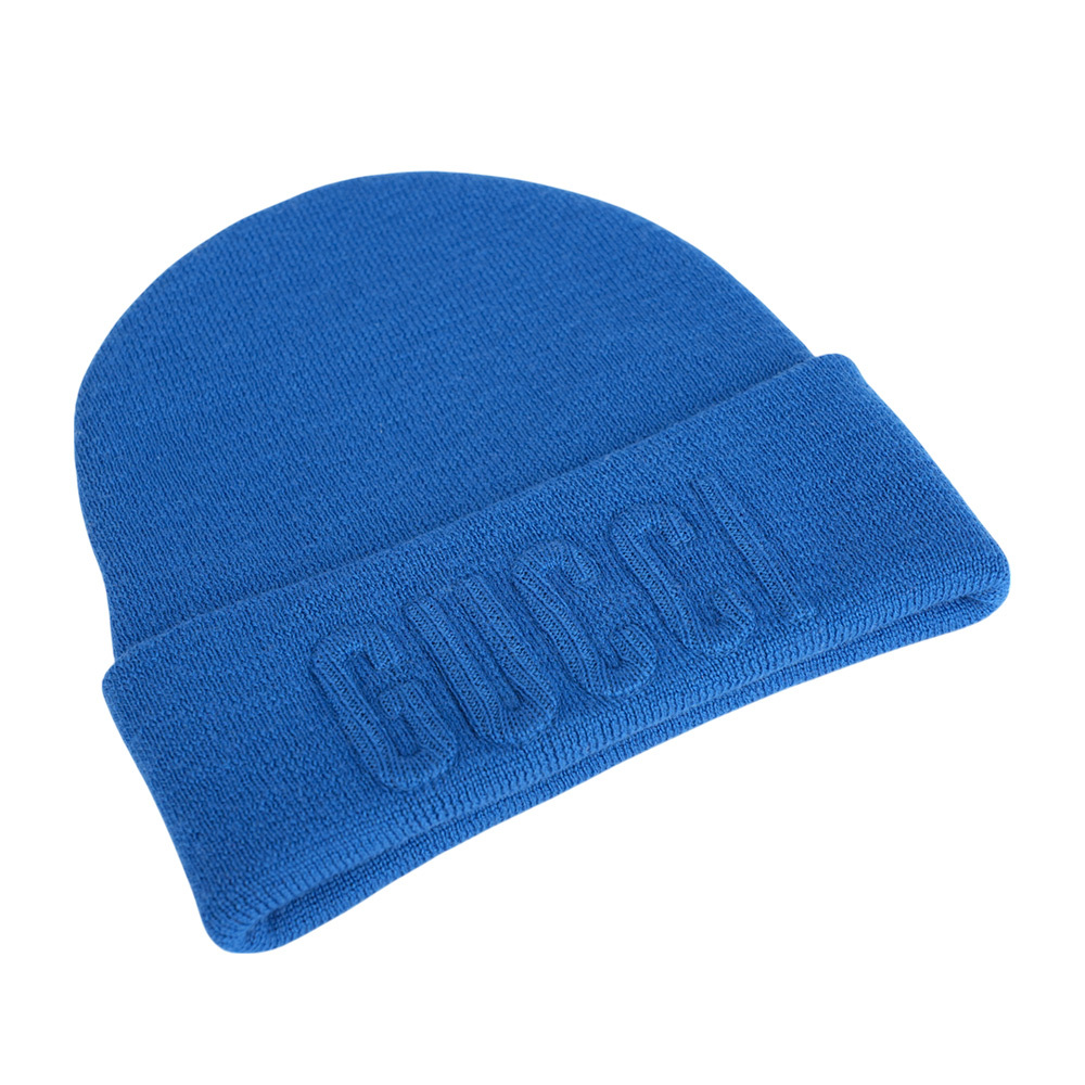 【GUCCI】刺繡Logo 羊毛毛帽 M (藍色)764541 4GAHF 4800