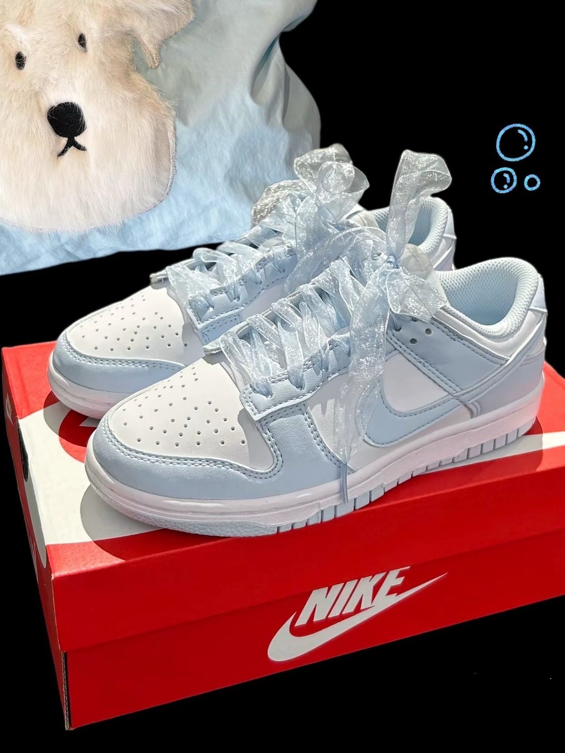 Nike Dunk Low Next Nature 絲綢 緞帶 碎冰川藍 淺藍 女款 IB7311-100