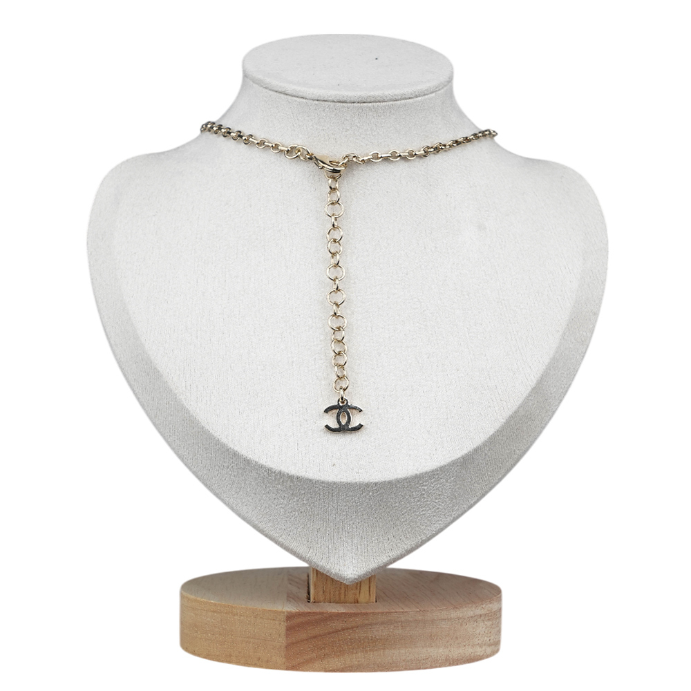 【CHANEL 】水鑽CC Logo 項鍊(淡金/銀色) ABC147 B14705 NS704