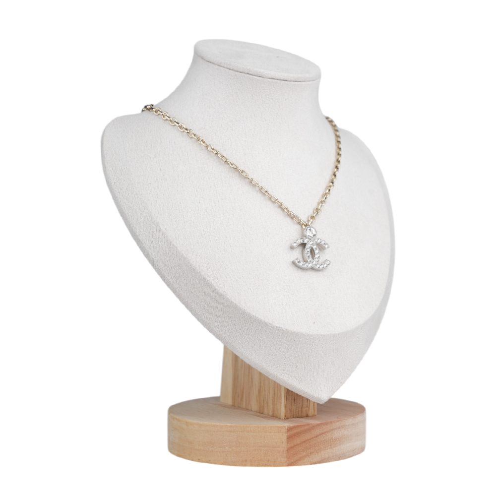 【CHANEL 】水鑽CC Logo 項鍊(淡金/銀色) ABC147 B14705 NS704