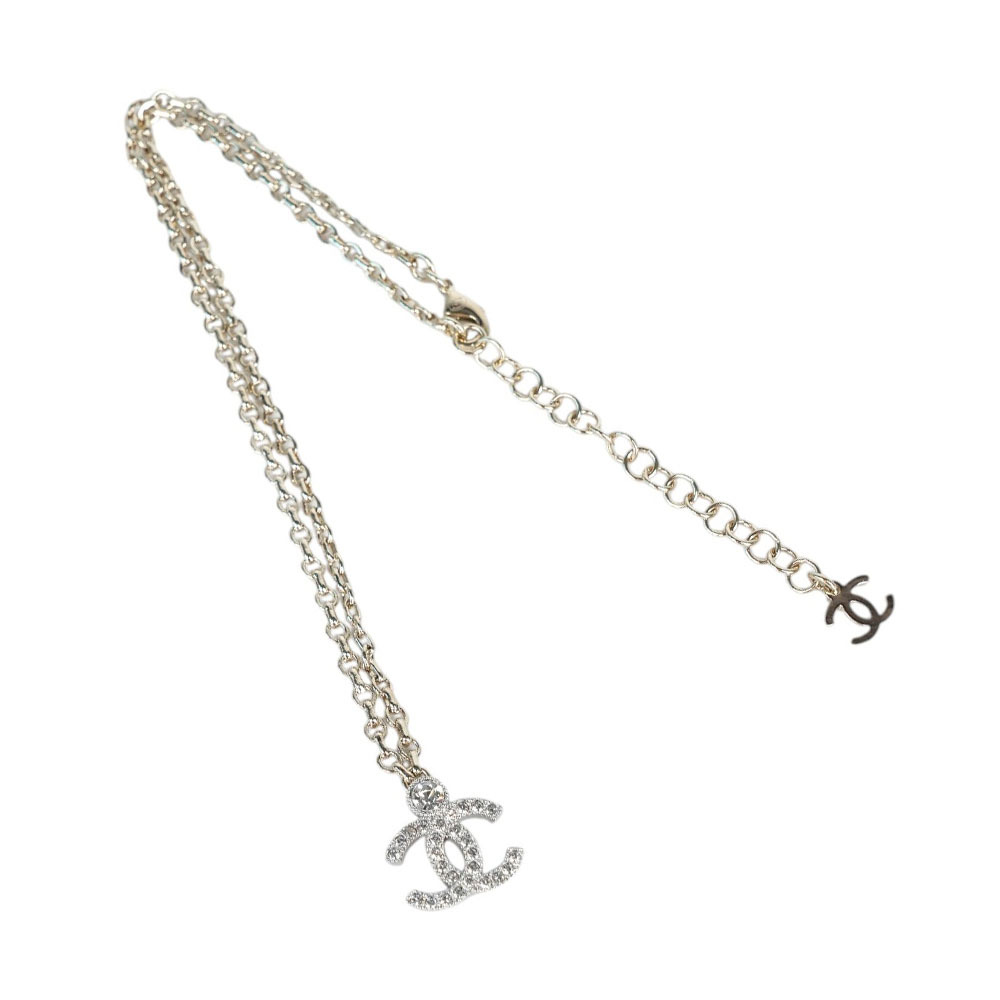 【CHANEL 】水鑽CC Logo 項鍊(淡金/銀色) ABC147 B14705 NS704
