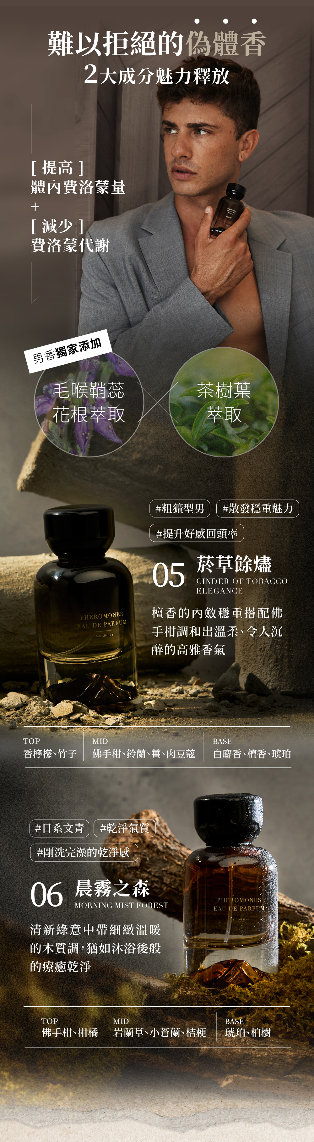 男香獨家添加植萃費洛蒙，難以拒絕的偽體香