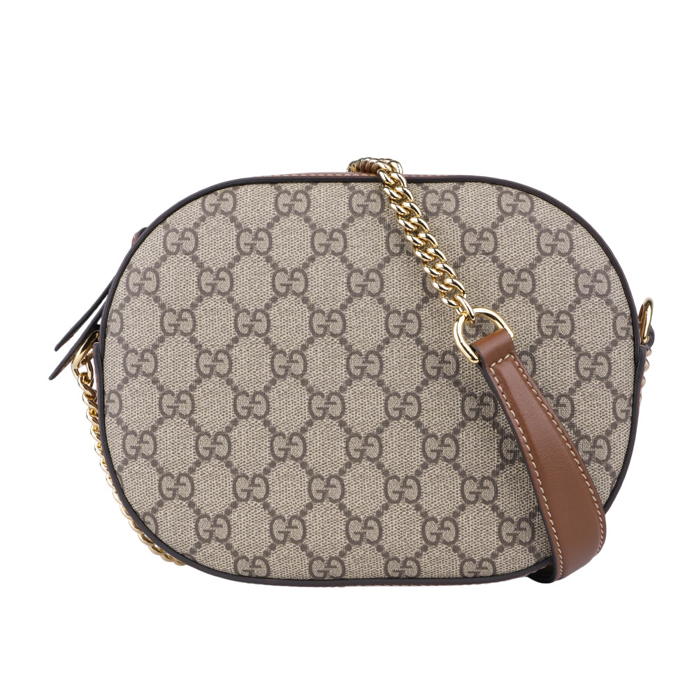 【GUCCI】GG Supreme 塗層帆布及皮革相機包/鍊包