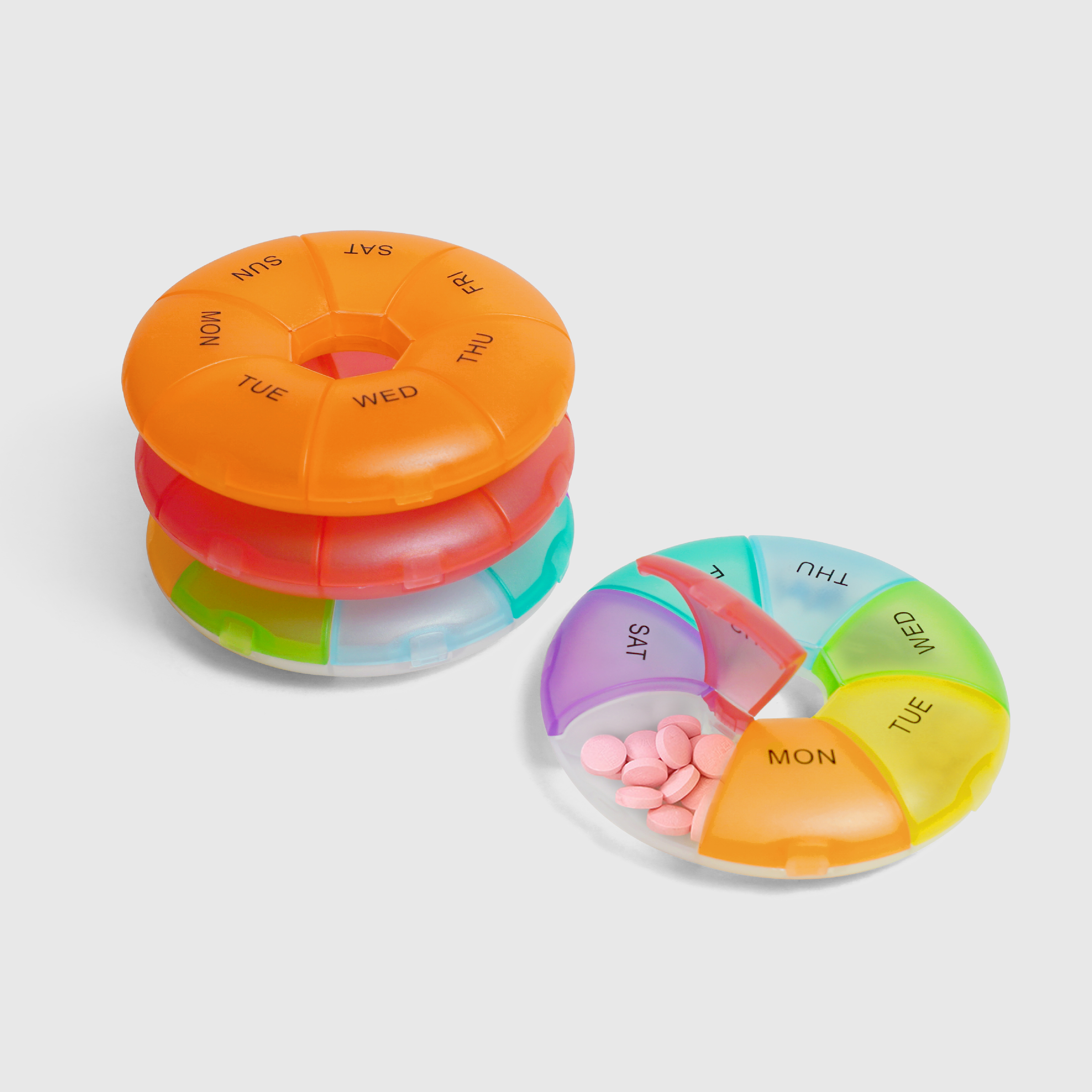 居家小物｜彩色圓形七天藥盒