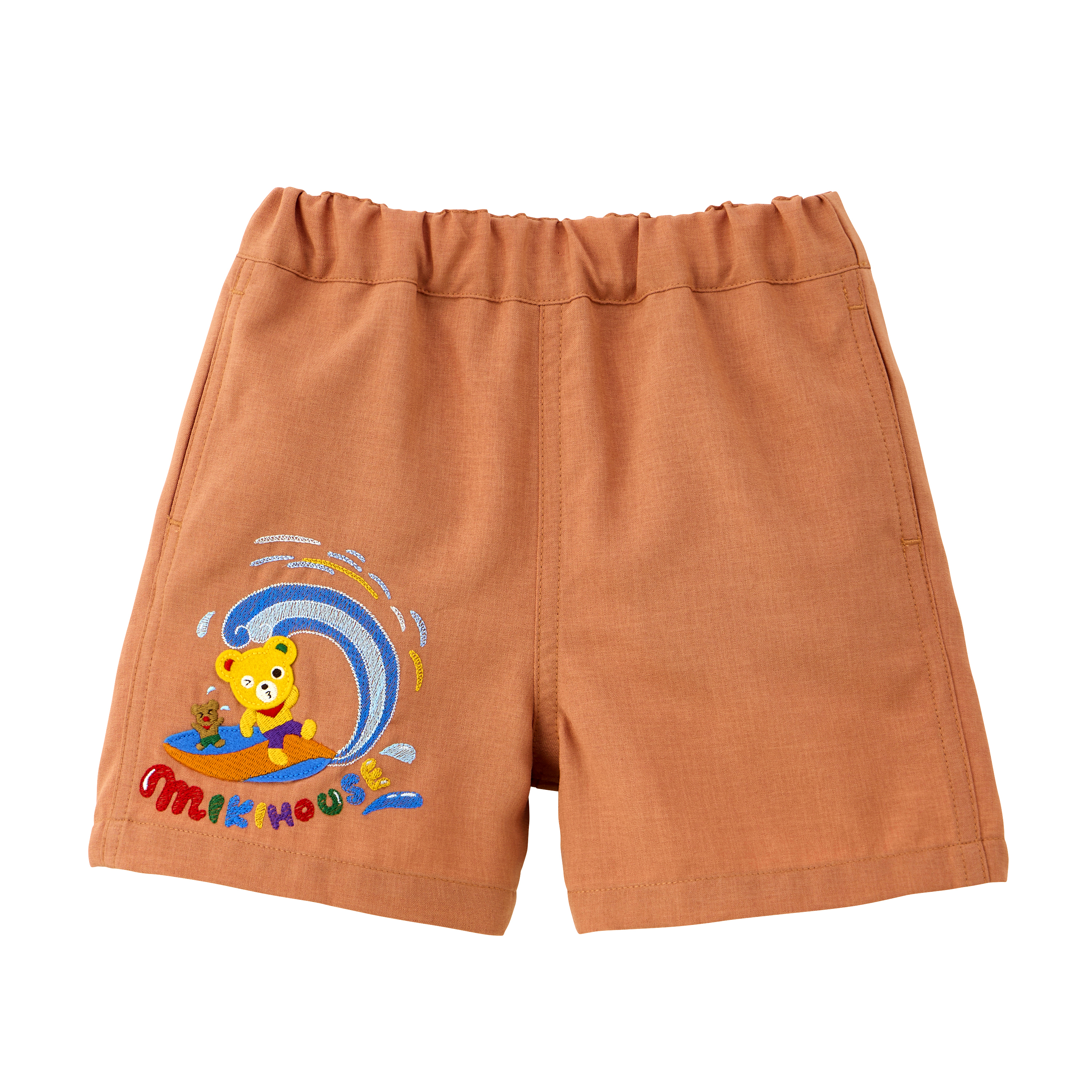 普奇熊南國度假刺繡五分褲-橙