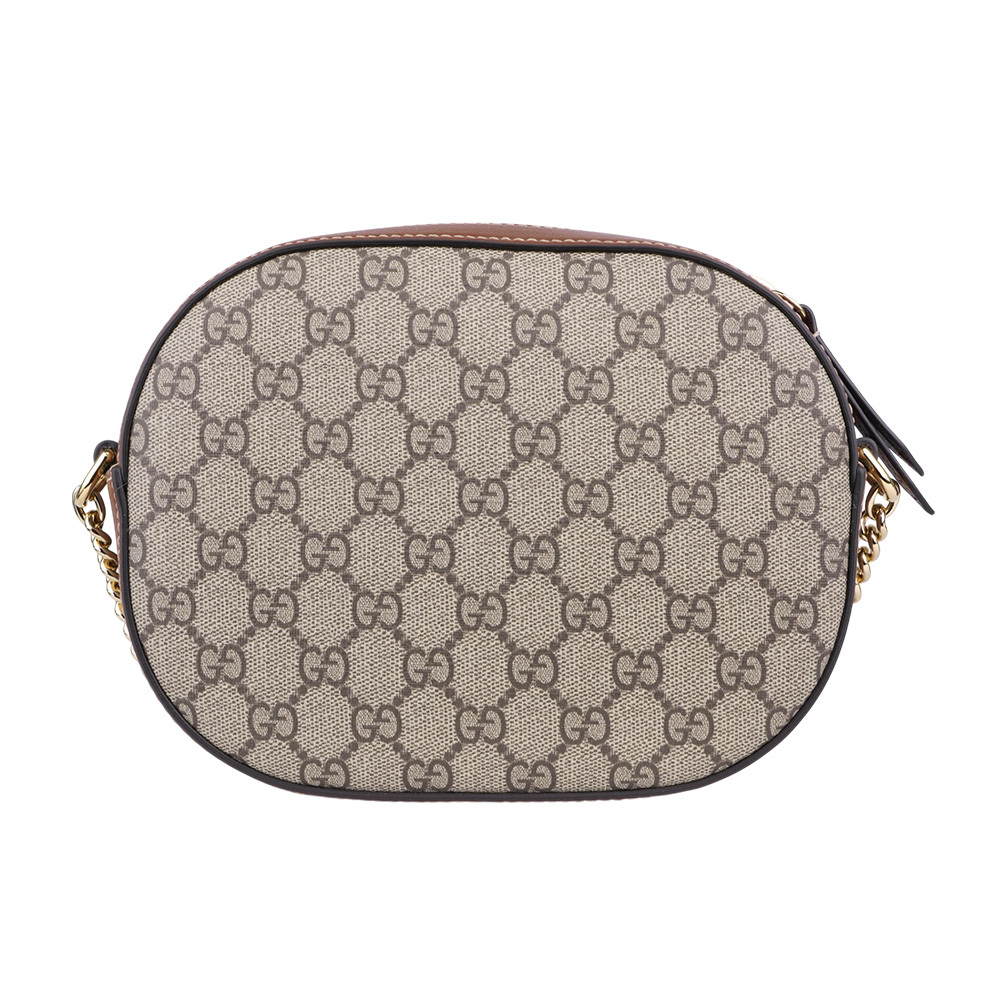 【GUCCI】GG Supreme 塗層帆布及皮革相機包/鍊包(棕色) 779784 KHNKG 8534
