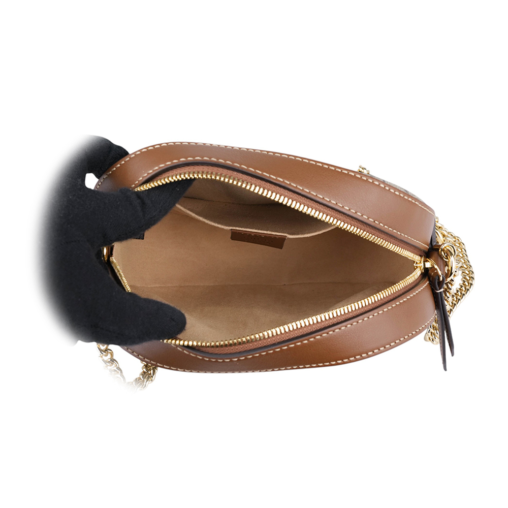 【GUCCI】GG Supreme 塗層帆布及皮革相機包/鍊包(棕色) 779784 KHNKG 8534