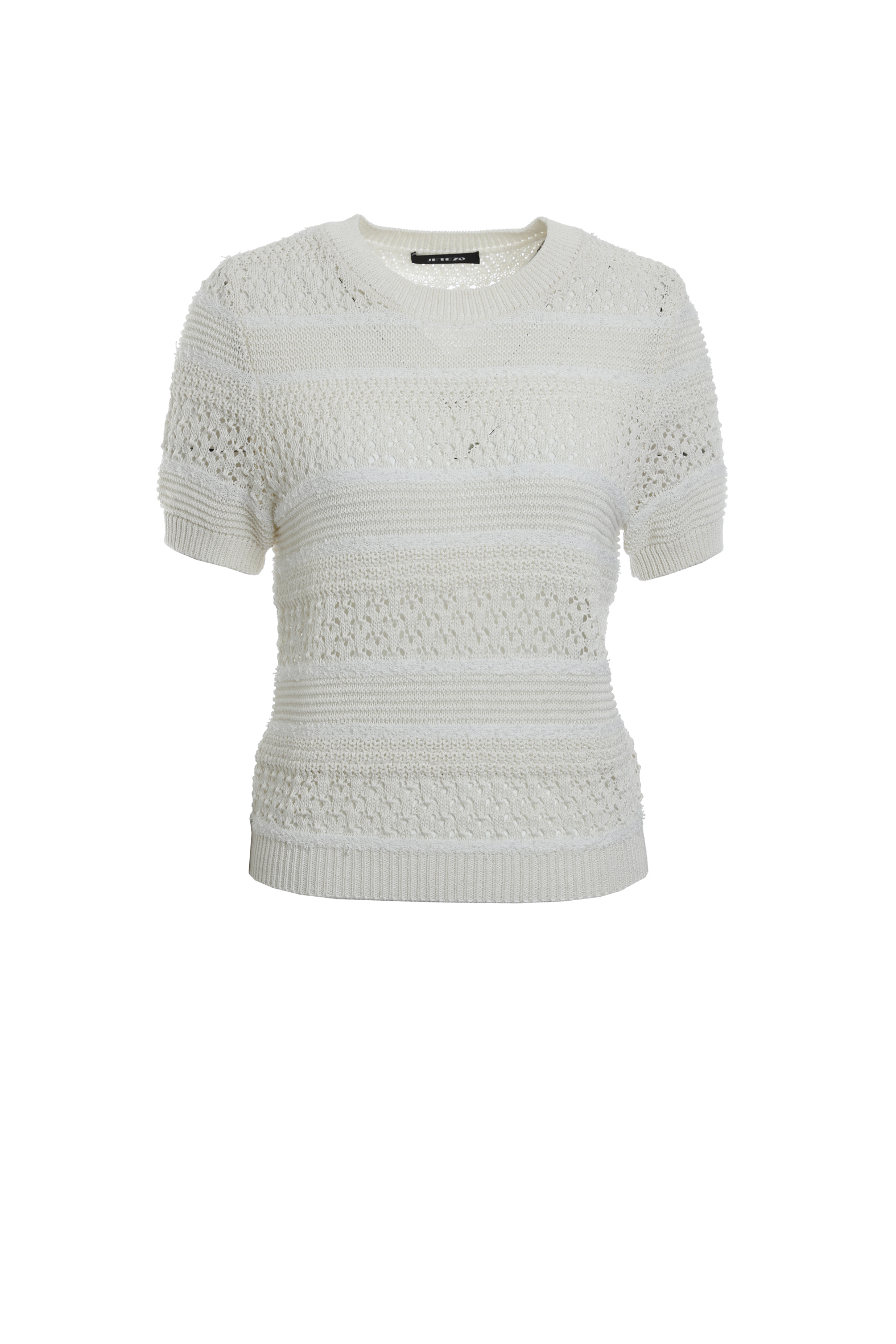 BE10212A1 棉麻編織感空花園領短線衫