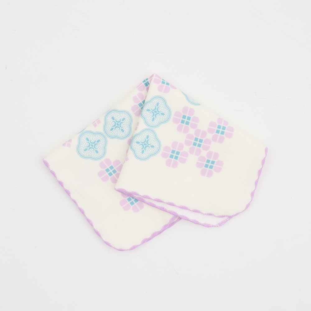 印花樂紗布方塊巾丁香紫