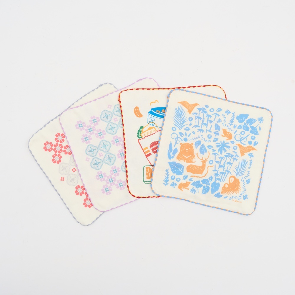 印花樂紗布方塊巾春梅紅