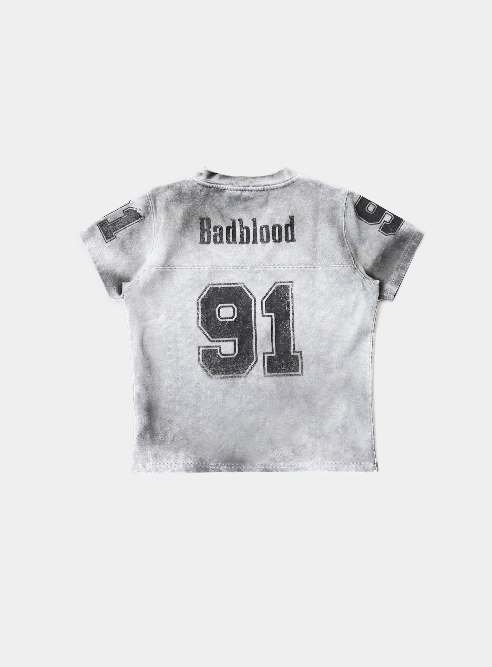 Bad Blood - 91 Crack Print V-Neck T-Shirt (White)