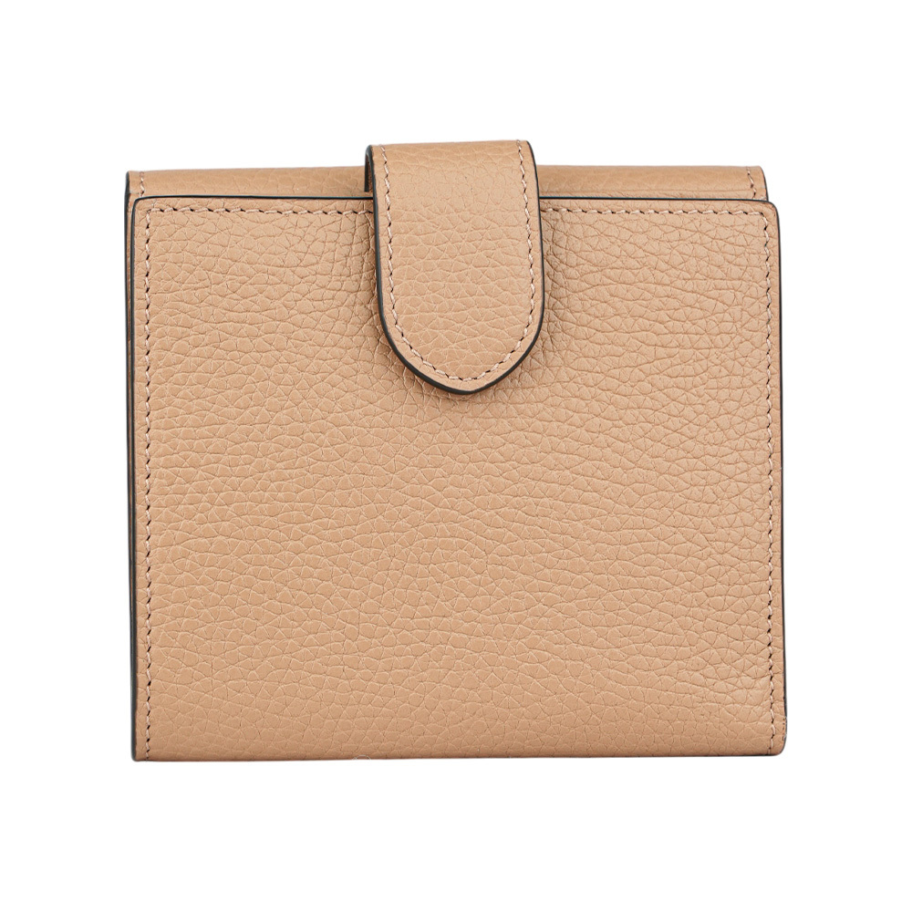 【GUCCI】Marmont 金色標誌粒紋皮革釦式二折短夾(裸粉色) 782749 A7M0T 2754