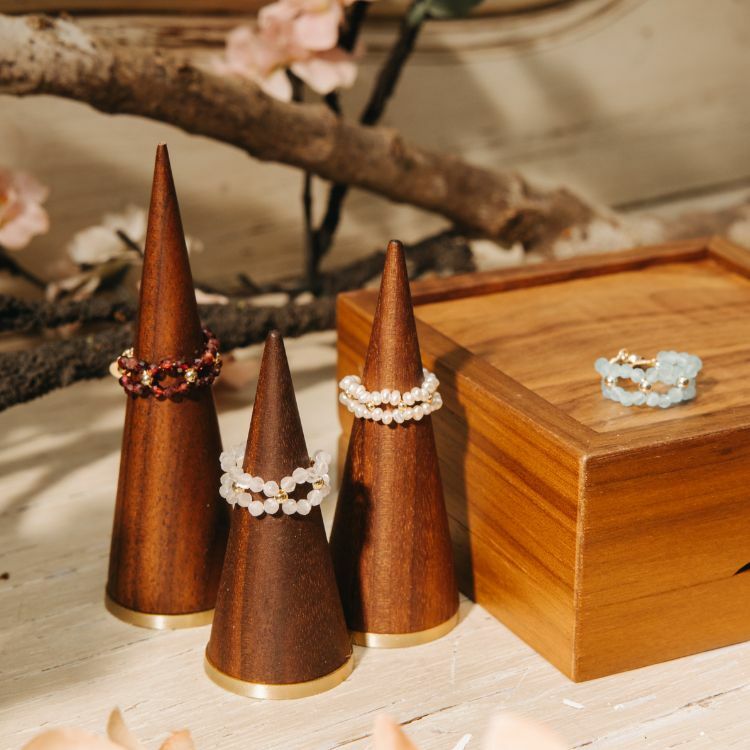 小月光陪著你 天然珍珠 麻花編織戒指 水晶天然石 獨家手工設計款