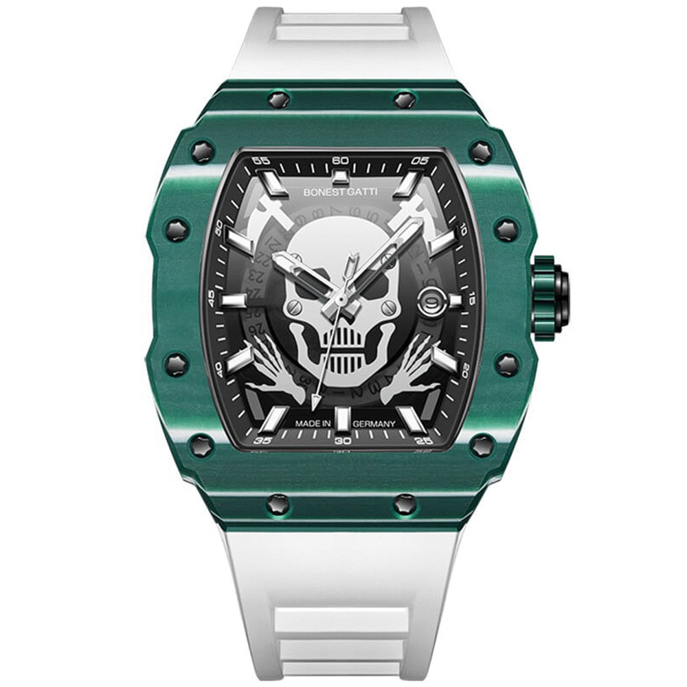 【Bonest Gatti 布加迪】BG9908 骷髏 個性 時尚 日期顯示 酒桶型 機械 手錶 -