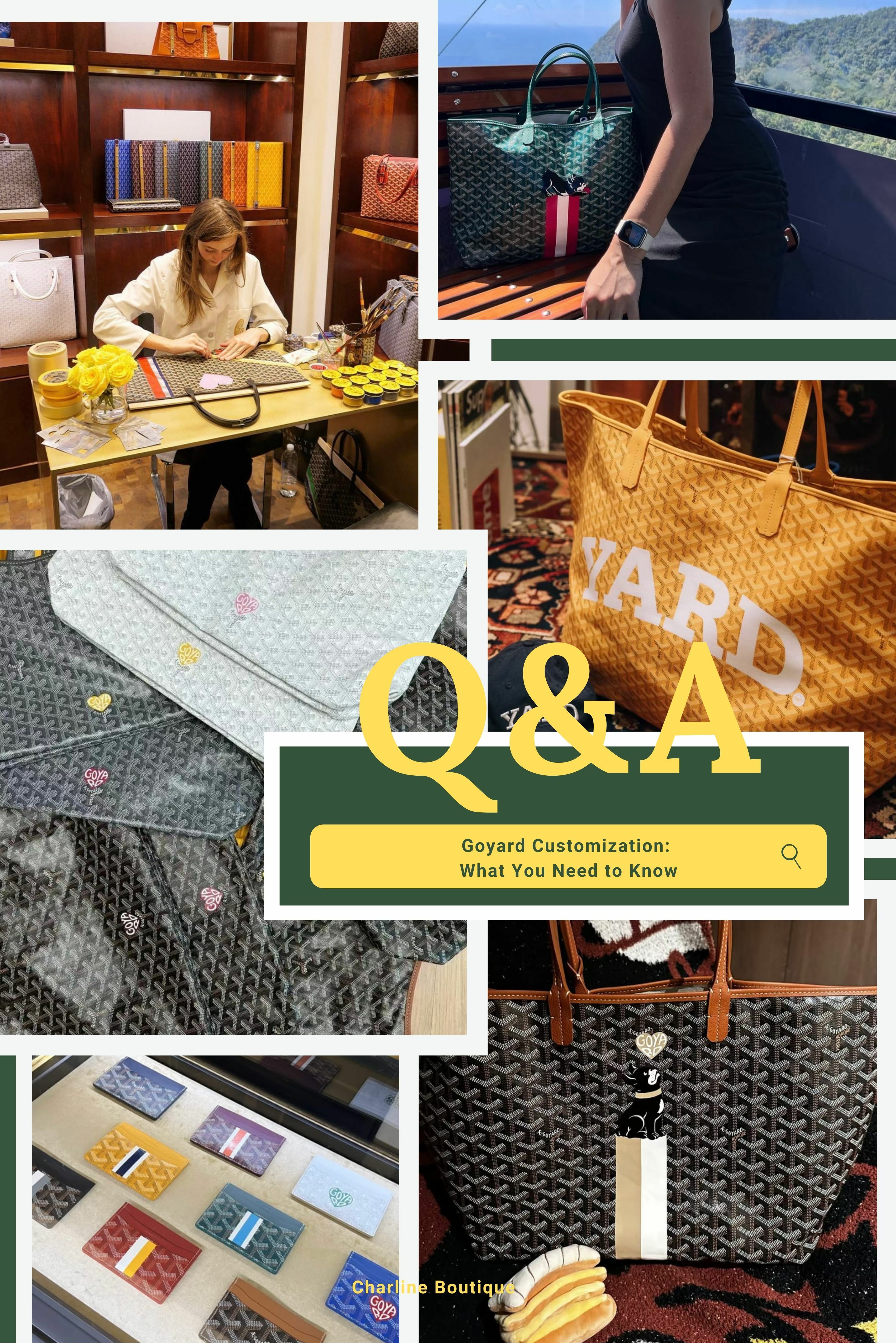 Q4｜Goyard 可以客製化嗎？要怎麼做？ Goyard 提供專屬的手工彩繪服務，是品牌最具特色之一！可根據您的個人喜好加上：  姓名縮寫（最多 3～4 個字母）  對齊排列的彩色條紋  插圖或吉祥物設計（如愛心、寵物、星星等）  不同地區門市可選的字體、圖案與顏色略有差異。例如巴黎可選「陰影立體字」，而東京與首爾有獨家限定配色。  提醒：彩繪約需 4～8 週製作，且屬客製商品，一經訂製便無法退換貨。  建議閱讀：Goyard 客製化攻略：打造專屬風格！從字母到吉祥物，創造獨一無二的專屬配件