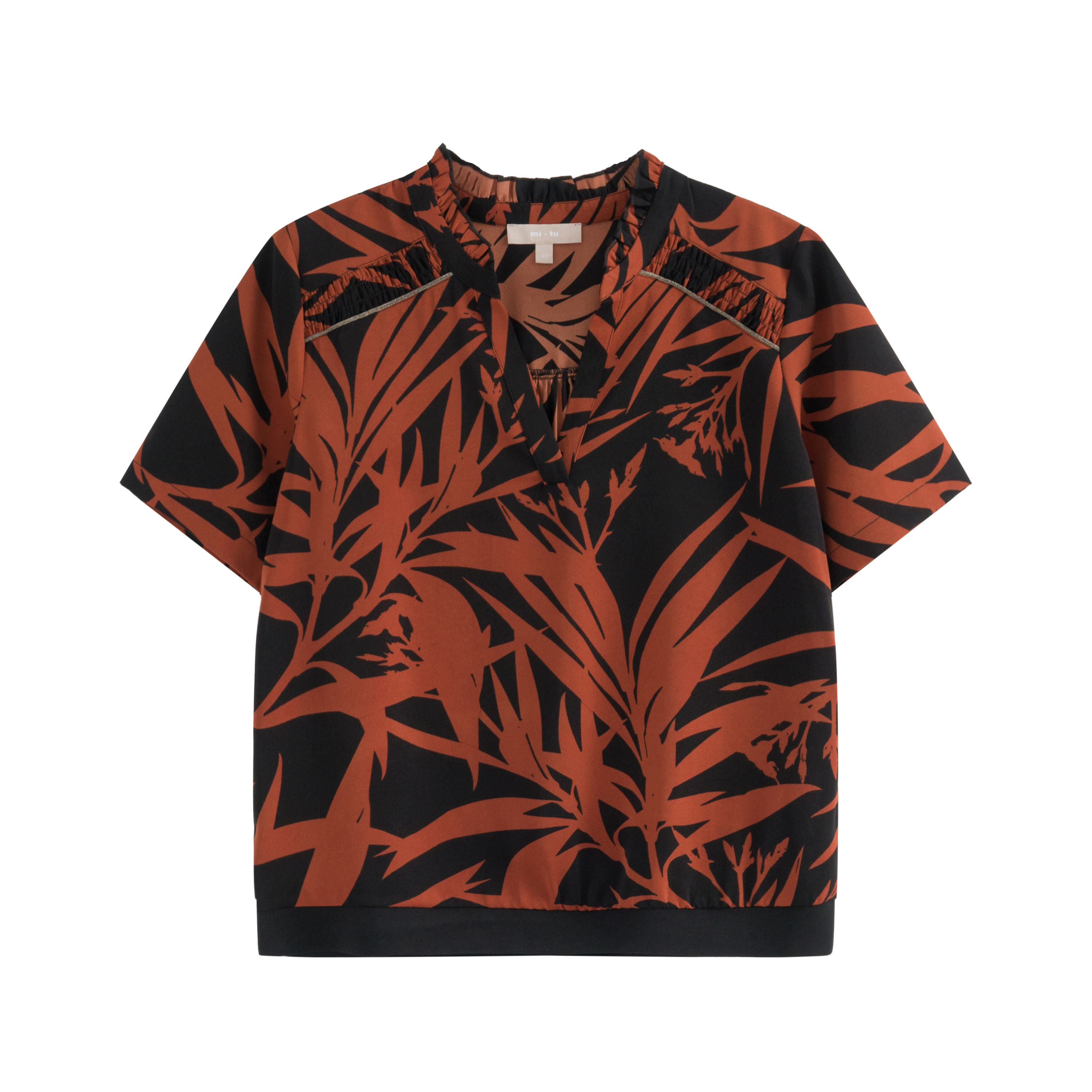 mi-tu 印花V領上衣