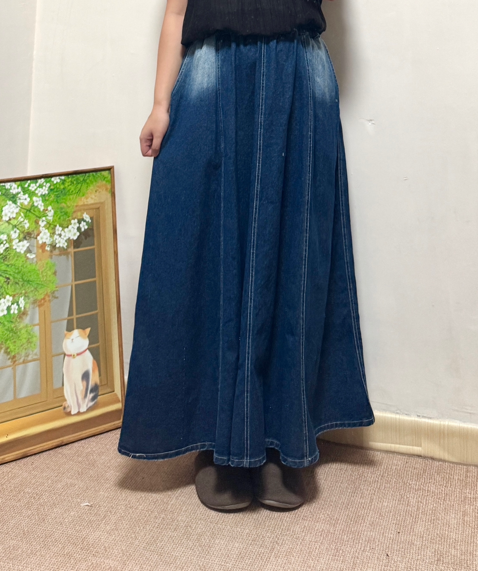 小魚尾超靚刷色牛仔裙