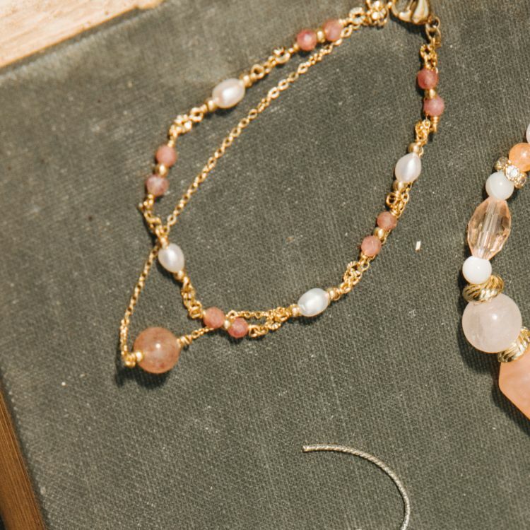 愛情運勢 個人魅力 雙層手鏈 草莓晶 粉碧璽  水晶天然石