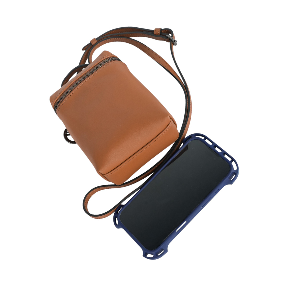 【LONGCHAMP】Le Pliage Xtra XS 小牛皮拉鍊迷你手提/斜背二用包(白蘭地酒色)10285 987 504