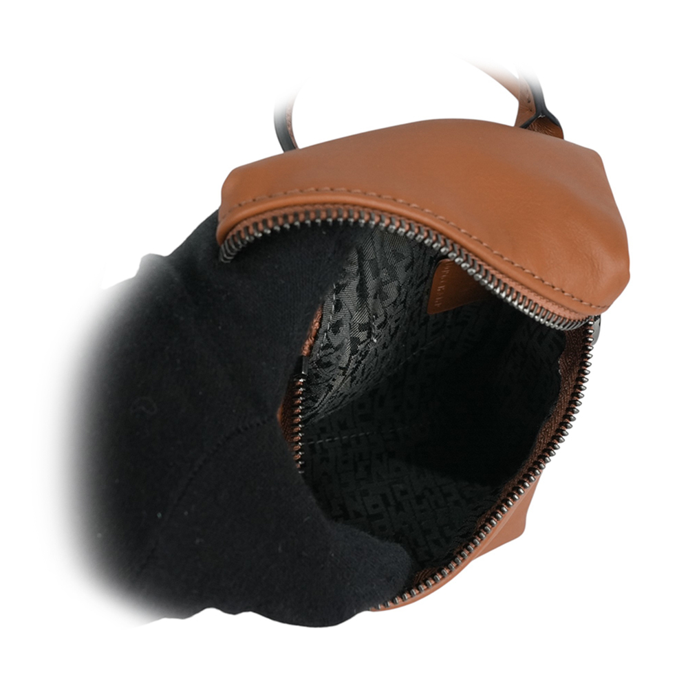 【LONGCHAMP】Le Pliage Xtra XS 小牛皮拉鍊迷你手提/斜背二用包(白蘭地酒色)10285 987 504