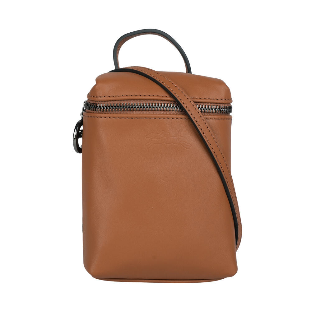 【LONGCHAMP】Le Pliage Xtra XS 小牛皮拉鍊迷你手提/斜背二用包(白蘭地酒色)10285 987 504