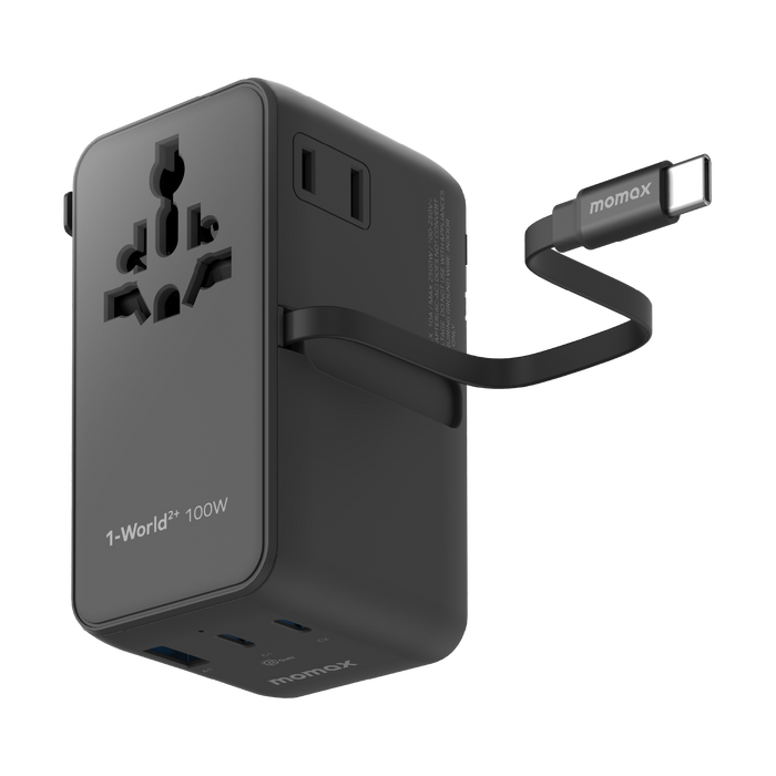 Momax 1-World²⁺ 100W 伸縮充電線四接口旅行充電插座 UA25
