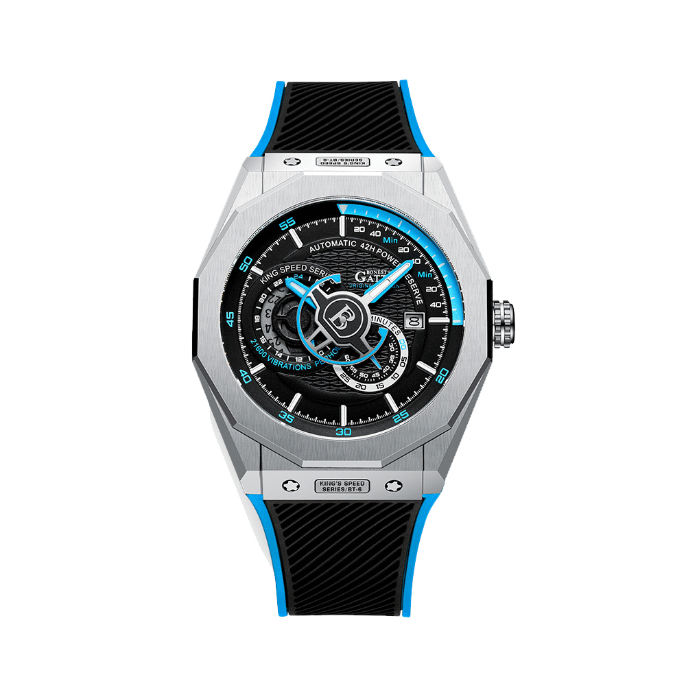 【Bonest Gatti 布加迪】 競速王者系列 BG8601-A  超跑奔馳 防水 全自動機械 矽膠 手錶 -