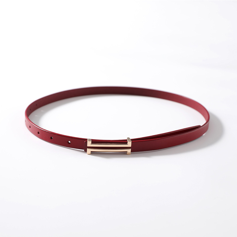 H金屬釦細皮帶  五色