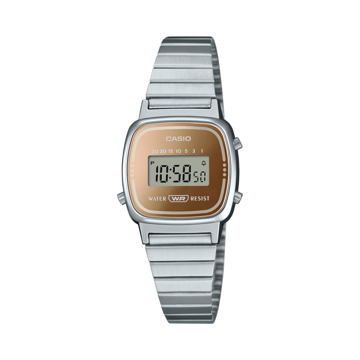 CASIO LA670WES-4A 女裝細錶面 啡色 鏡面 復古跳字錶