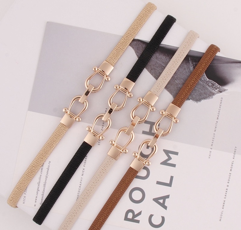 金屬釦鬆緊細皮帶  四色