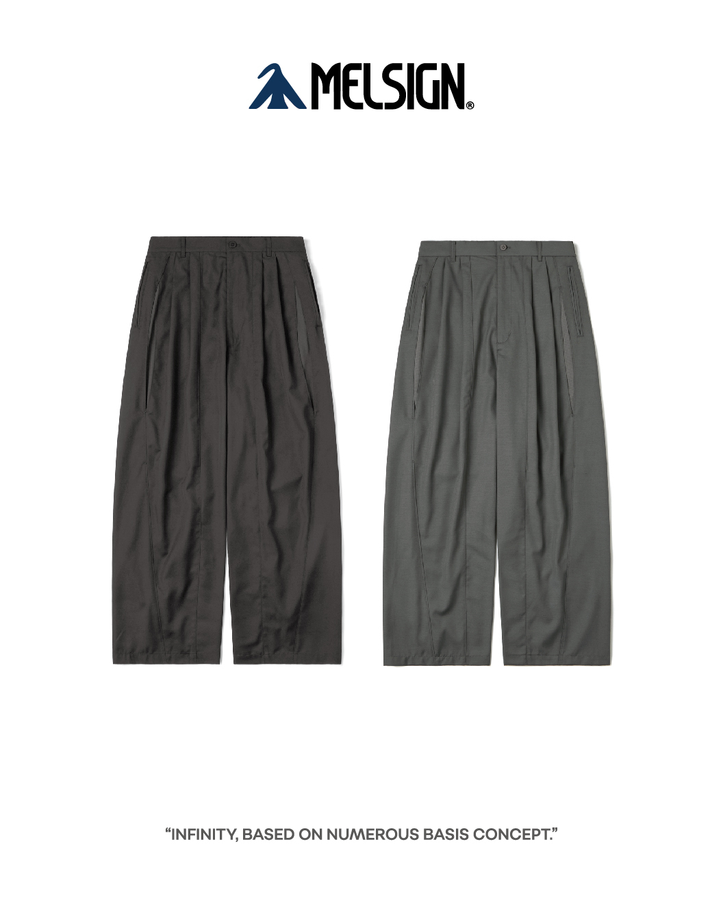 MELSIGN 經典直筒長褲 異材質 黑/灰 24 S/S Serenity AUG. Cutting Trousers