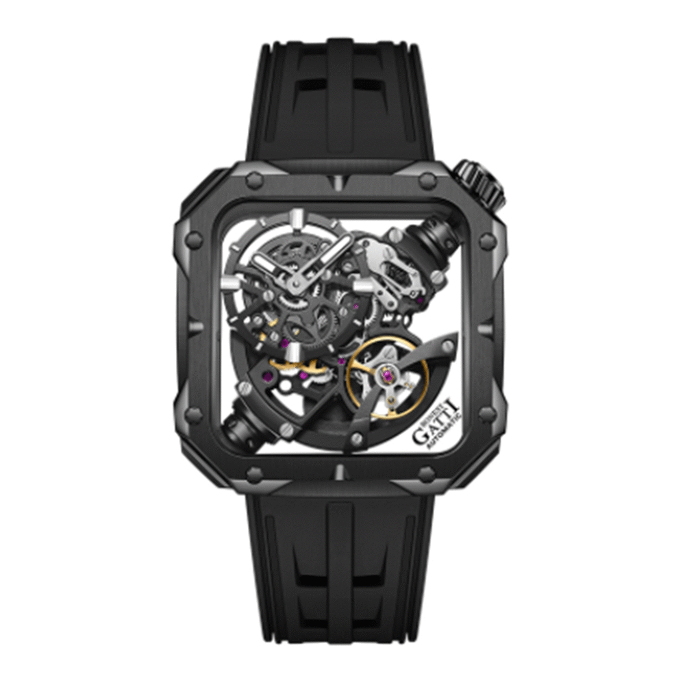 【Bonest Gatti 布加迪】BG4001 雙面鏤空 懸浮機芯設計 夜光指針錶圈 快拆式錶帶 機械 手錶 -*