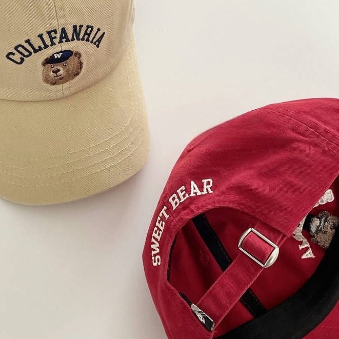 韓系可愛小熊刺繡老帽/二款