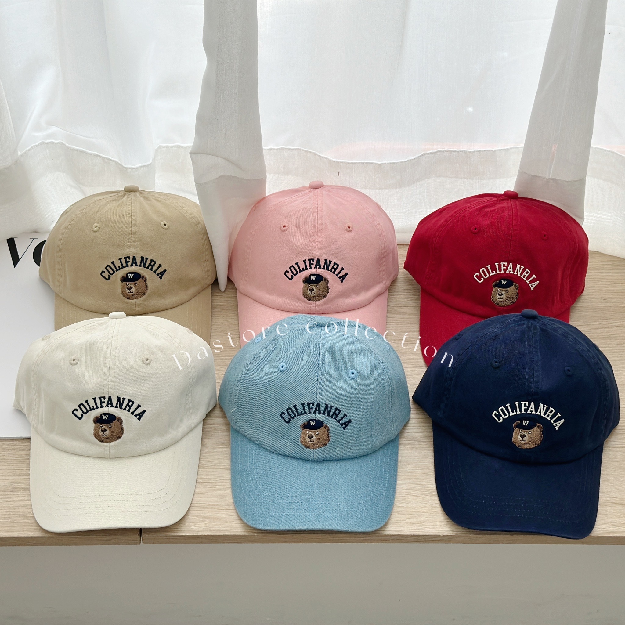 韓系可愛小熊刺繡老帽/二款