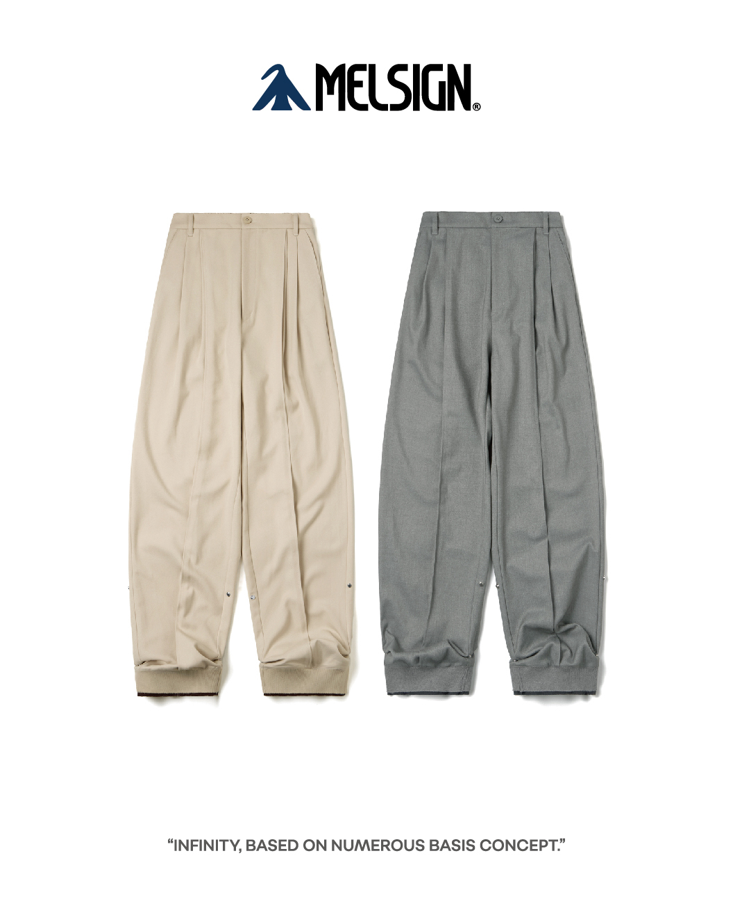 MELSIGN 雙層舒適長褲 米白/灰 24 S/S Oct Double Layer Comfy Trousers