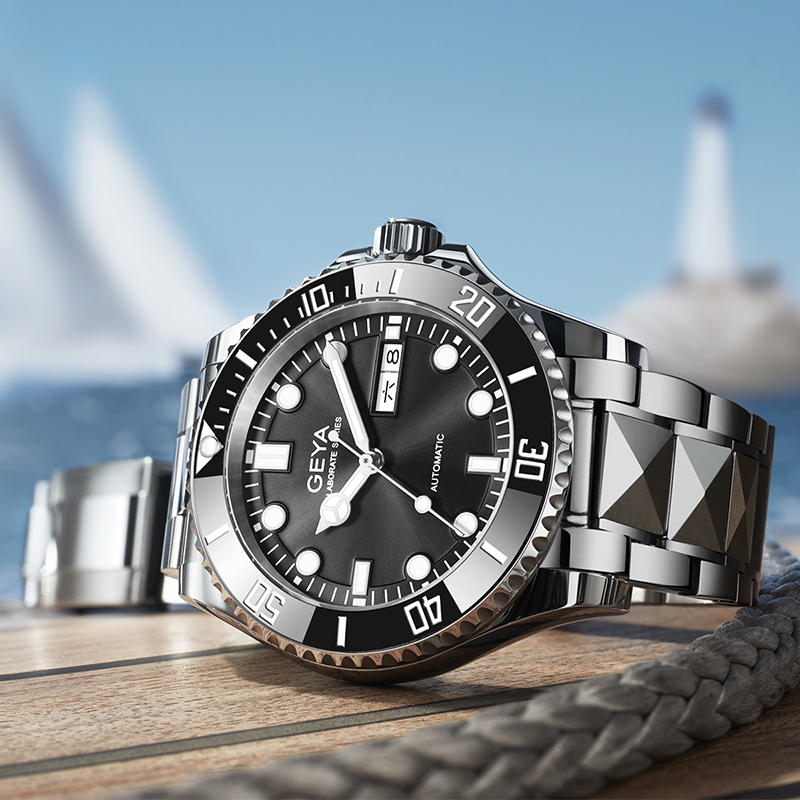 【GEYA 格雅】G78179GW 鏤空 夜光 動力儲存 寶石軸承 星期 日期 不鏽鋼 機械 手錶