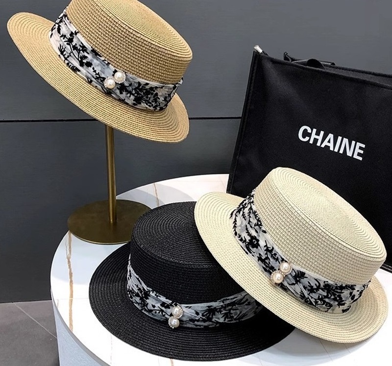 植絨草編平頂禮帽  四色