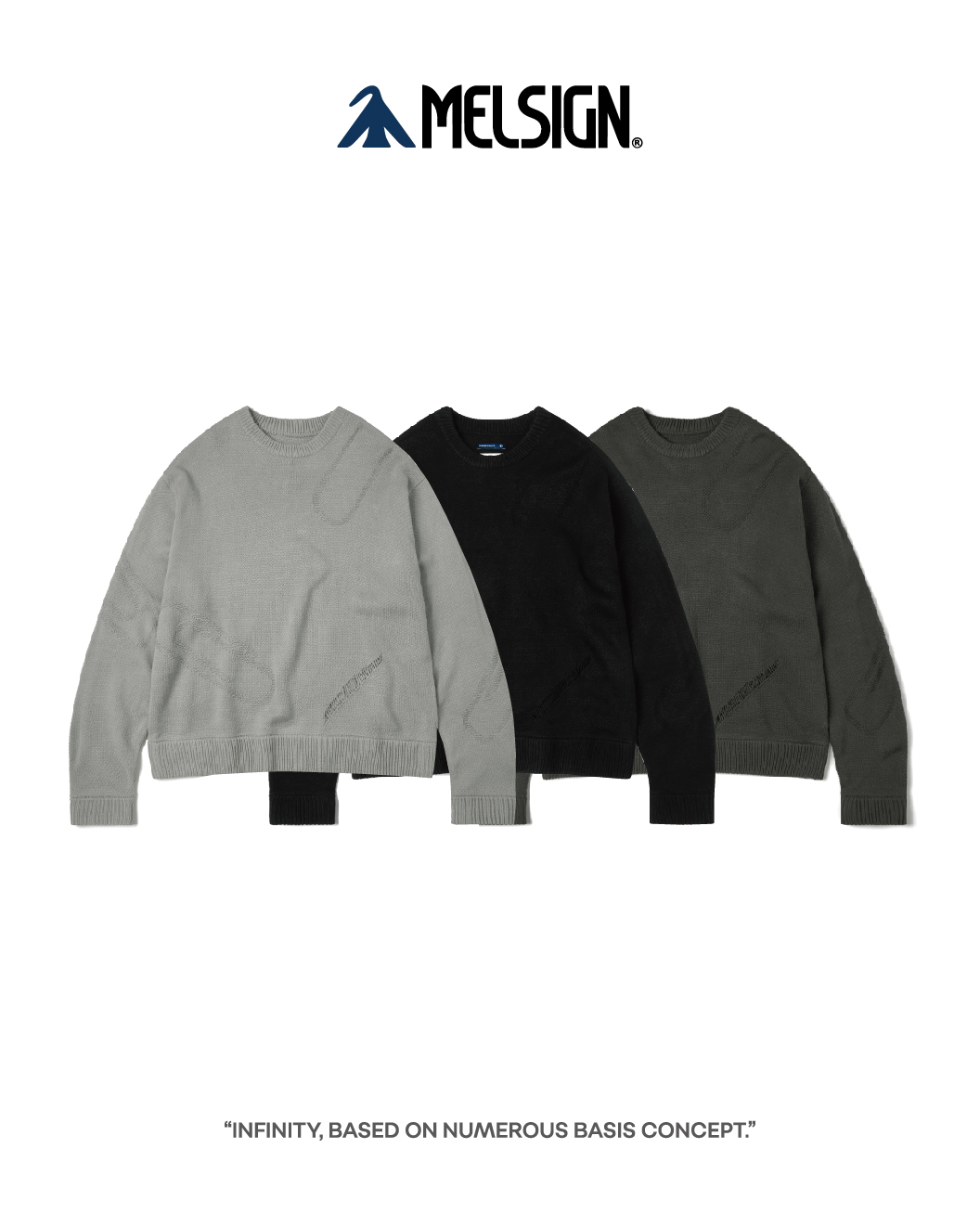 MELSIGN 俐落寬鬆針織長袖 淺灰/深灰/黑 24 A/W Paperclip Knit Sweater