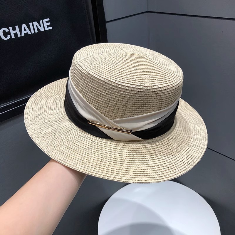 雙色草編平頂禮帽  四色