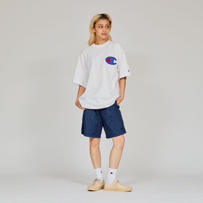 男款-大C 刺繡 布章水洗短袖T恤-白色（C3-B313-010）