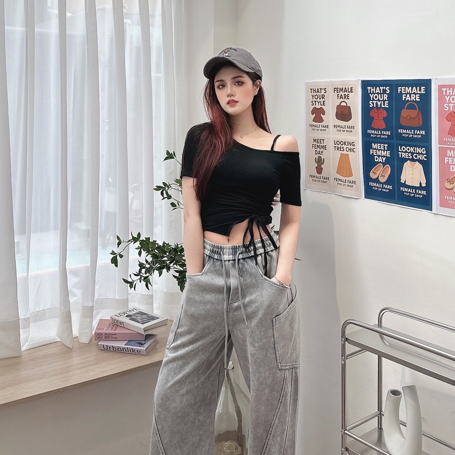 側開衩抓皺抽繩BRATOP/三色